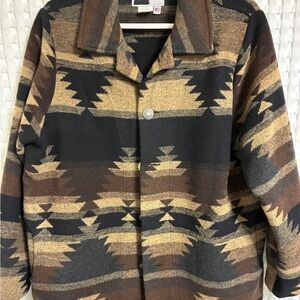 Women's Brown and Tan Native/Western Patterned Coat